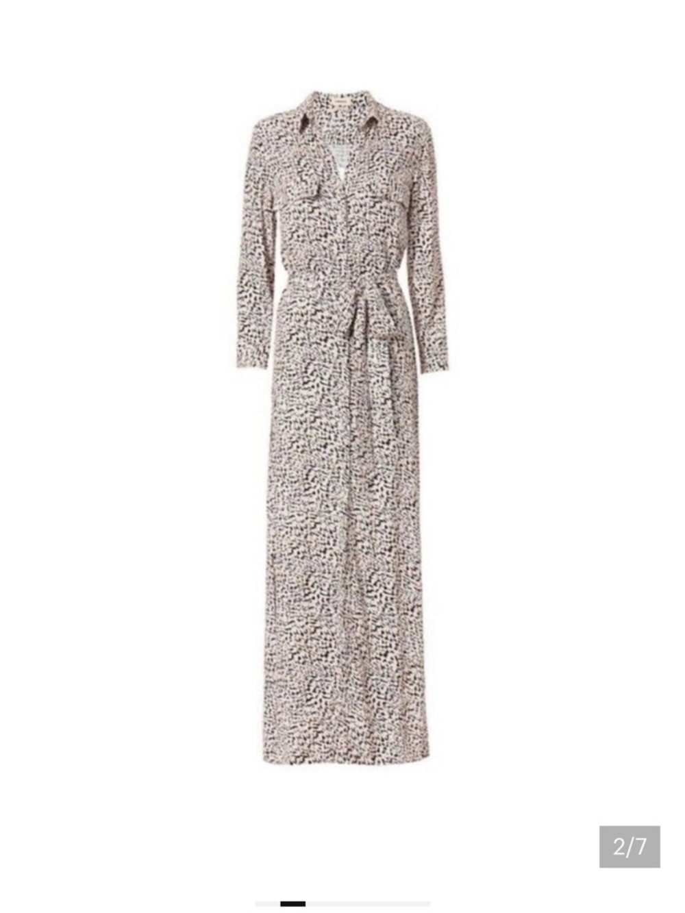 L'AGENCE Long Shirt Dress in Black and Cream Animal Print